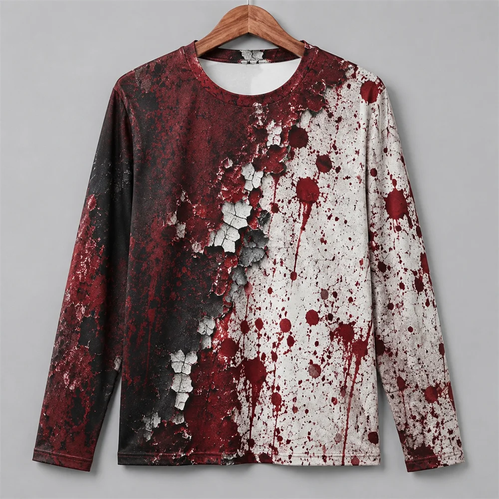 Men'S Fashion T Shirts - 3D-print Halloween T-shirt met lange mouwen
