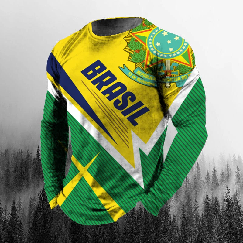 Mens Fashion Clothes - Vintage Braziliaanse vlag 3D-print herfst heren